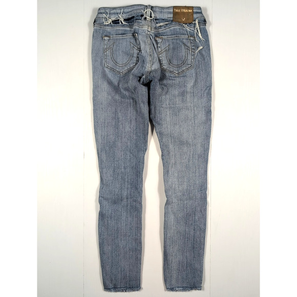 True Religion Halle Skinny Jeans Women’s 26 Blue Patchwork Distressed Denim - Picture 2 of 15